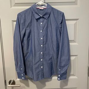 Van Heusen Blue 100% Cotton Chambray Button Down Shirt, size L